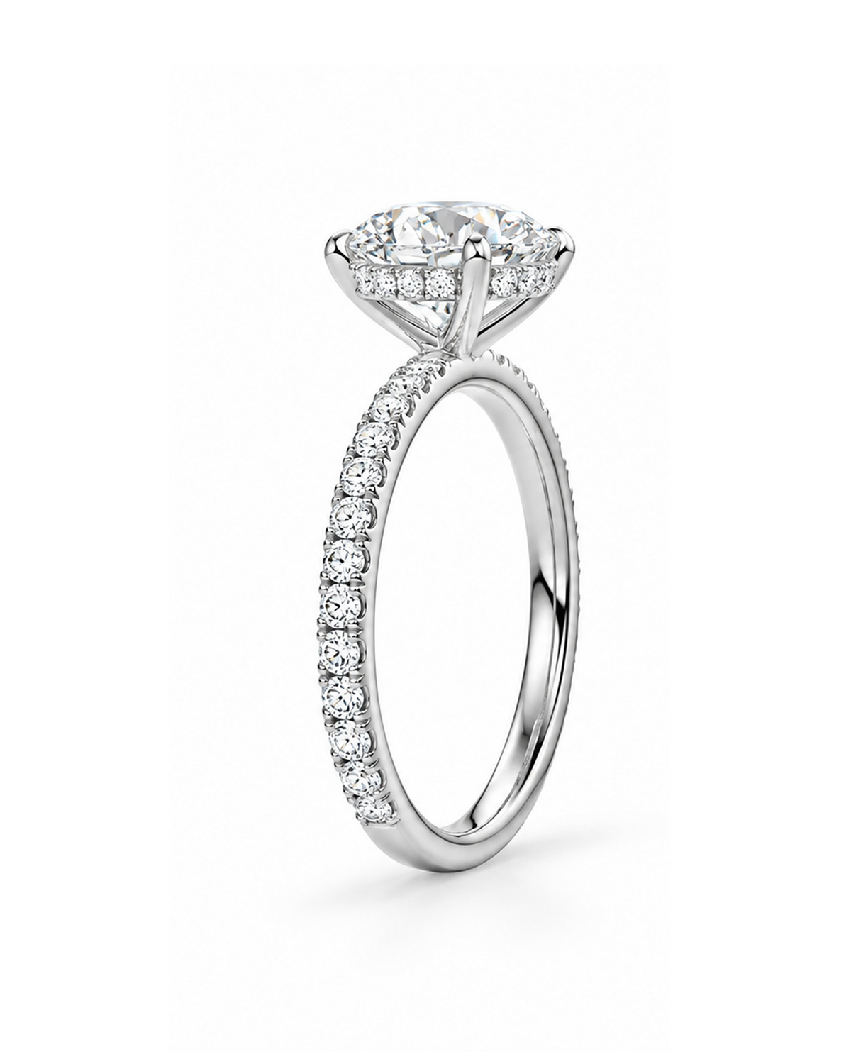 2ct Brilliant Cut Moissanite Solitaire Pavé Ring