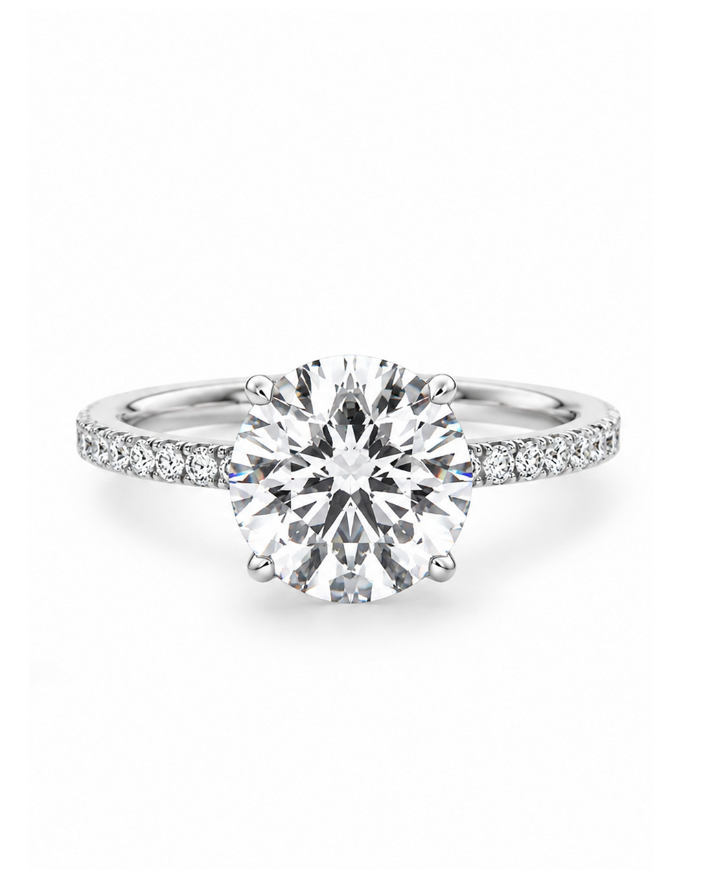 2ct Brilliant Cut Moissanite Solitaire Pavé Ring