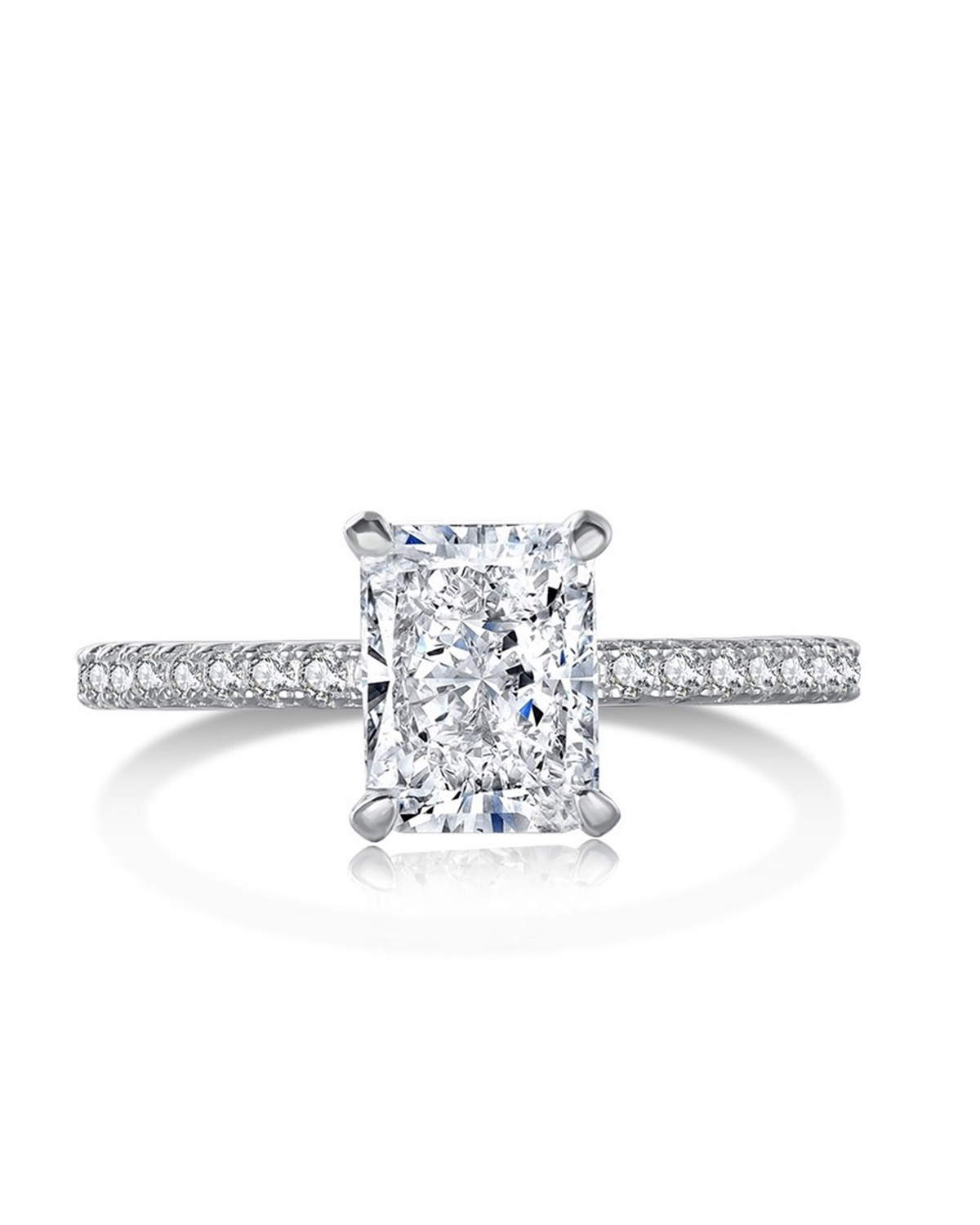 3ct Radiant Cut Solitaire Moissanite Pavé Ring