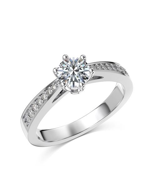 0.75ct Brilliant Cut Moissanite Solitaire Pavé Ring