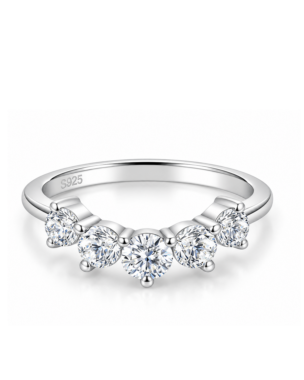Brilliant Cut Riviera V Ring