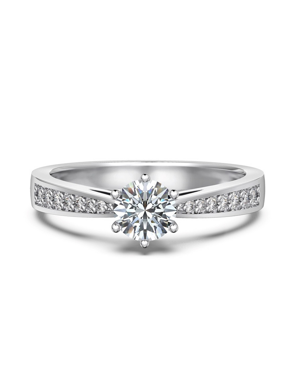 0.75ct Brilliant Cut Moissanite Solitaire Pavé Ring