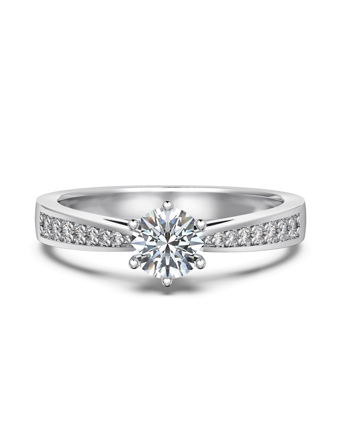 0.75ct Brilliant Cut Moissanite Solitaire Pavé Ring
