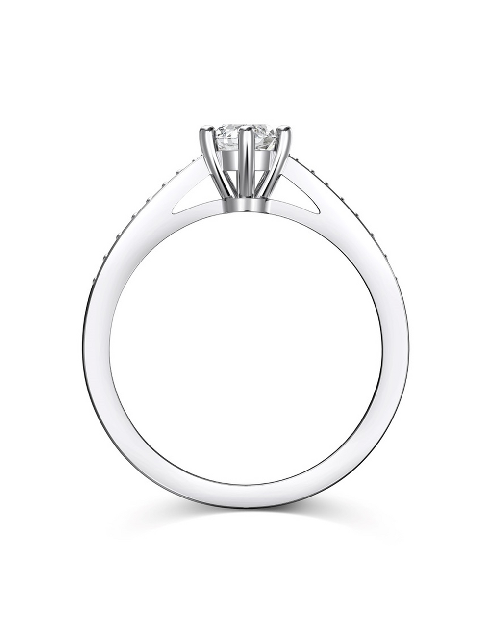 0.75ct Brilliant Cut Moissanite Solitaire Pavé Ring