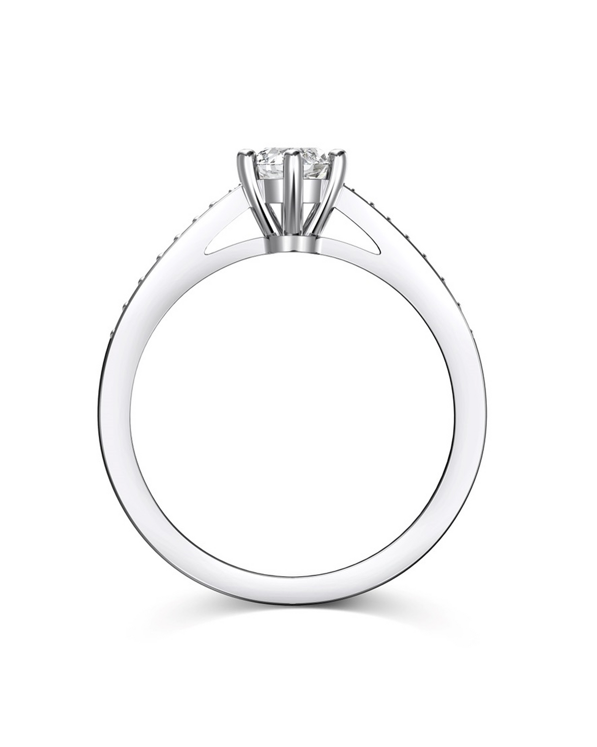 0.75ct Brilliant Cut Moissanite Solitaire Pavé Ring
