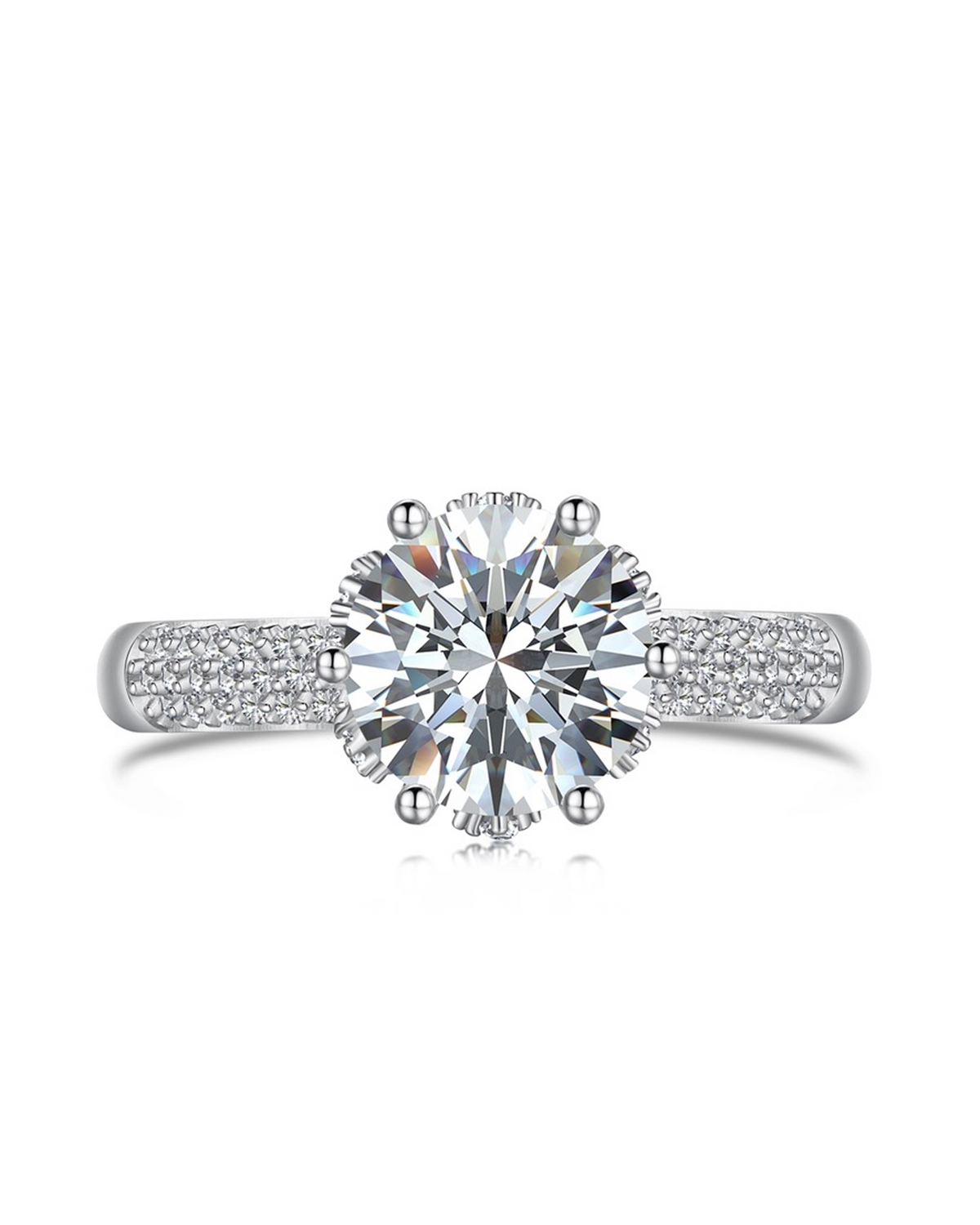 2ct Brilliant Cut Solitaire Pavé Tulip Ring