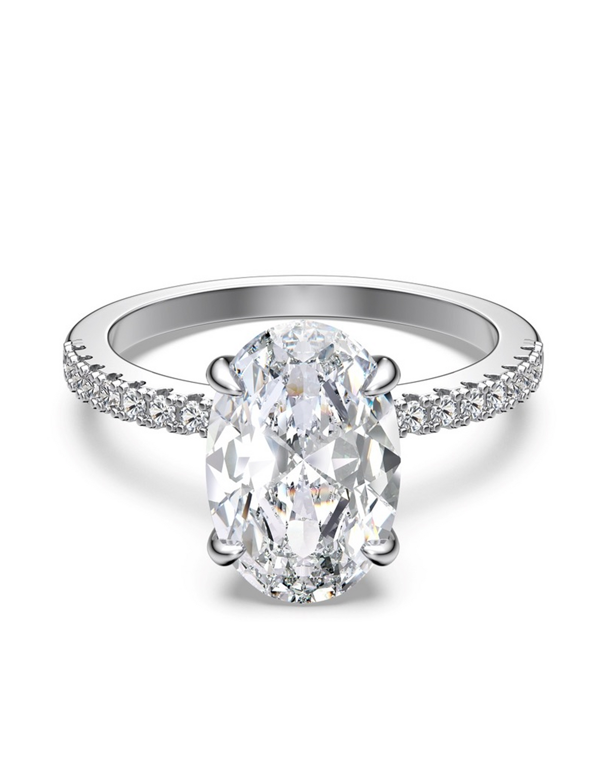 3ct Oval Cut Solitaire Moissanite Pavé Ring