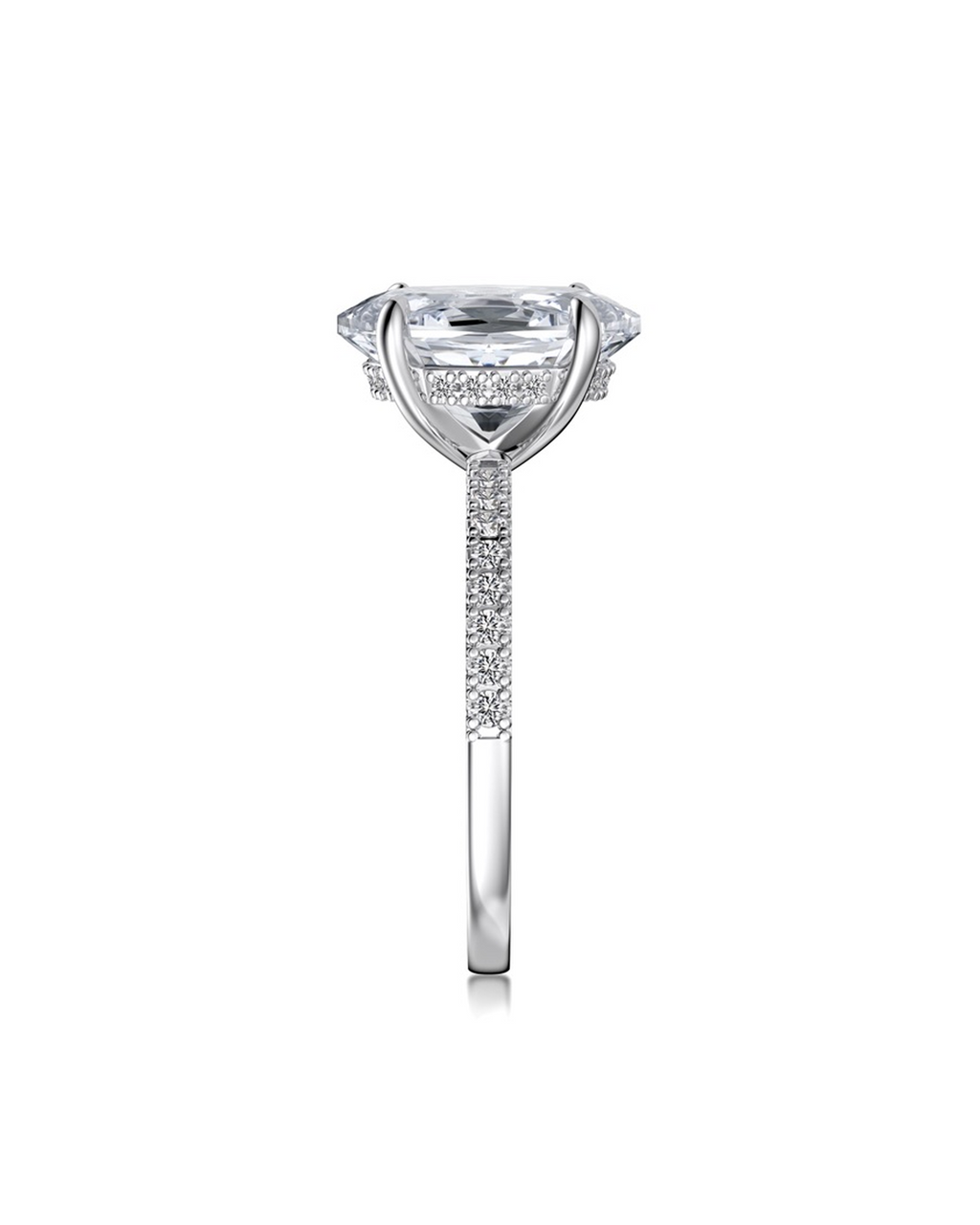 3ct Oval Cut Solitaire Moissanite Pavé Ring