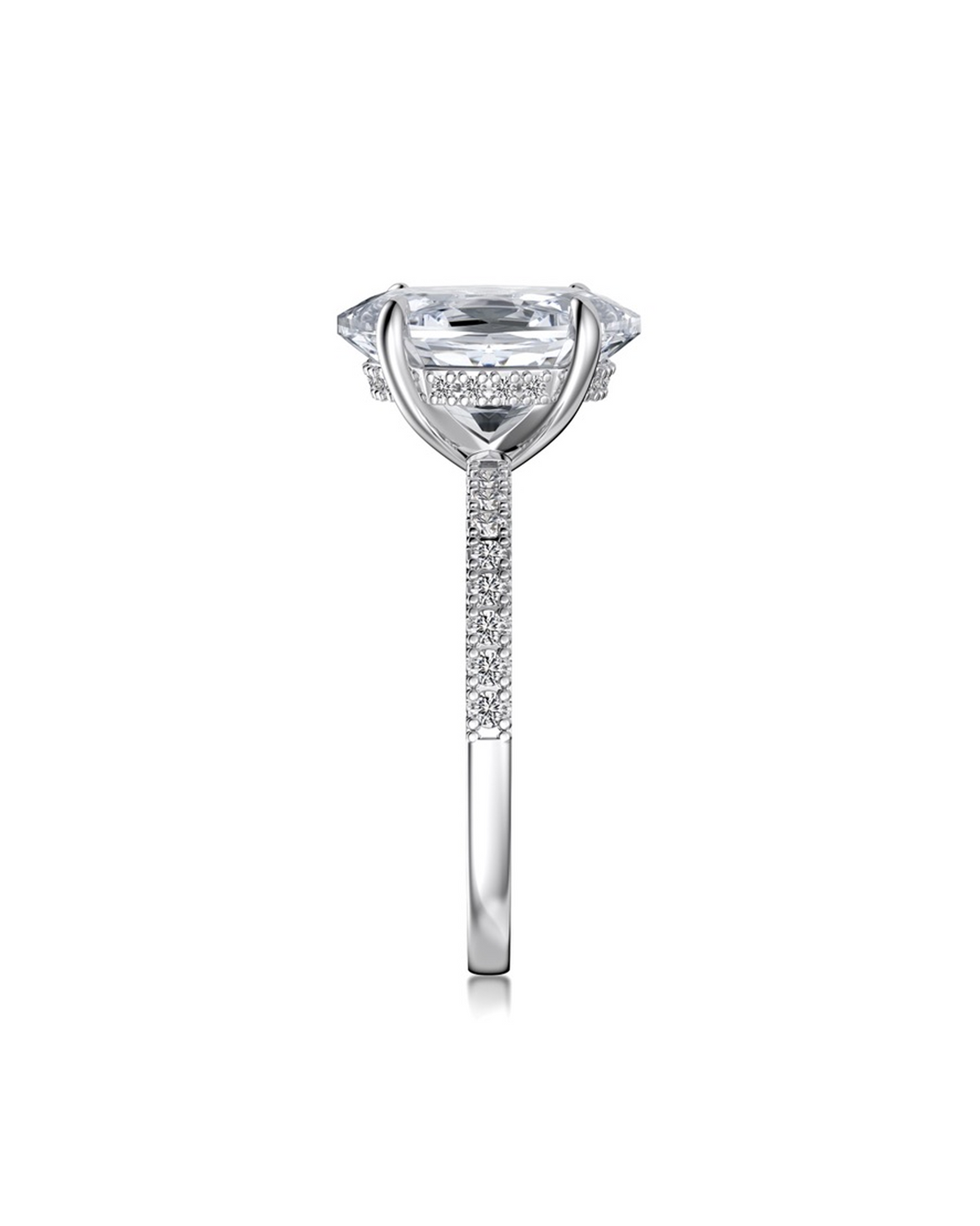 3ct Oval Cut Solitaire Moissanite Pavé Ring