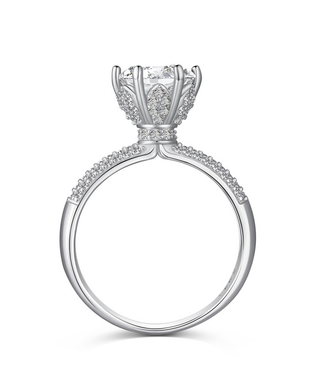 2ct Brilliant Cut Solitaire Pavé Tulip Ring
