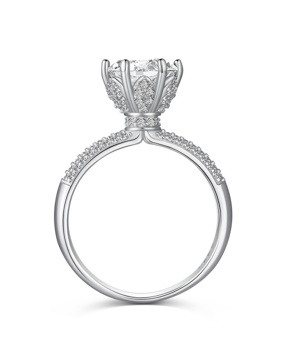 2ct Brilliant Cut Solitaire Pavé Tulip Ring