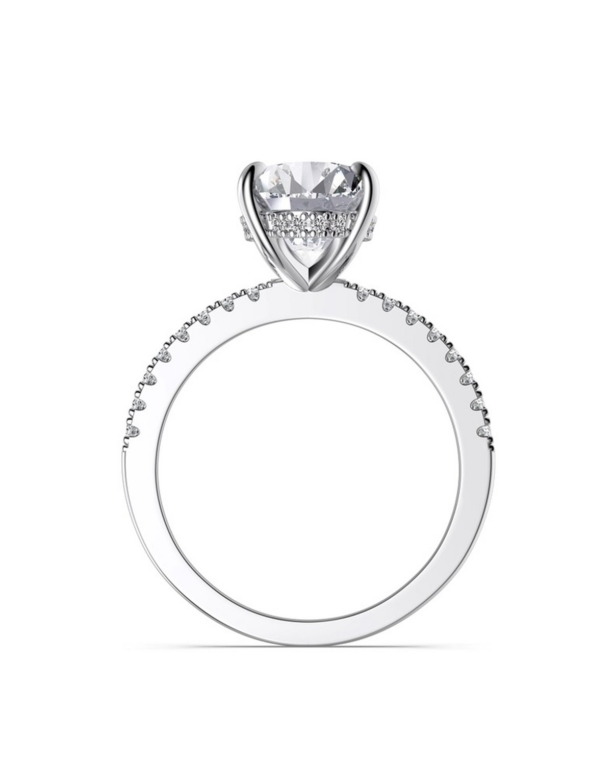 3ct Oval Cut Solitaire Moissanite Pavé Ring