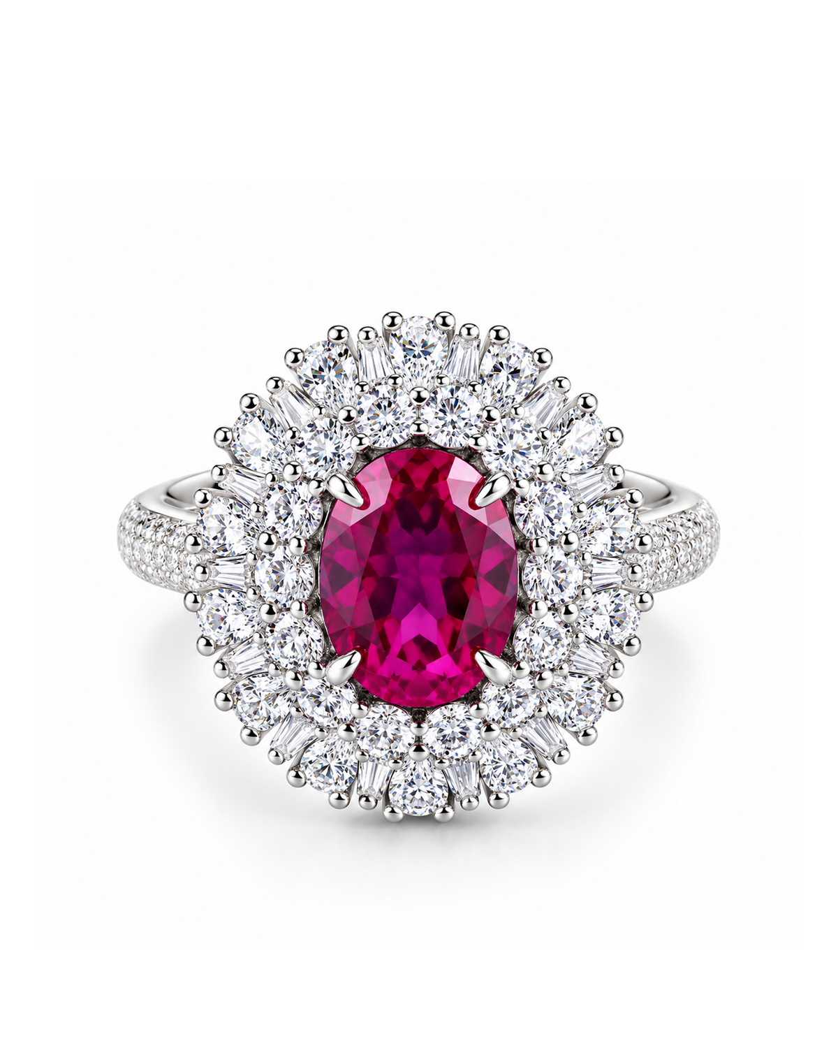 Imperial 2.6ct Oval Cut Ruby Halo Pavé Ring