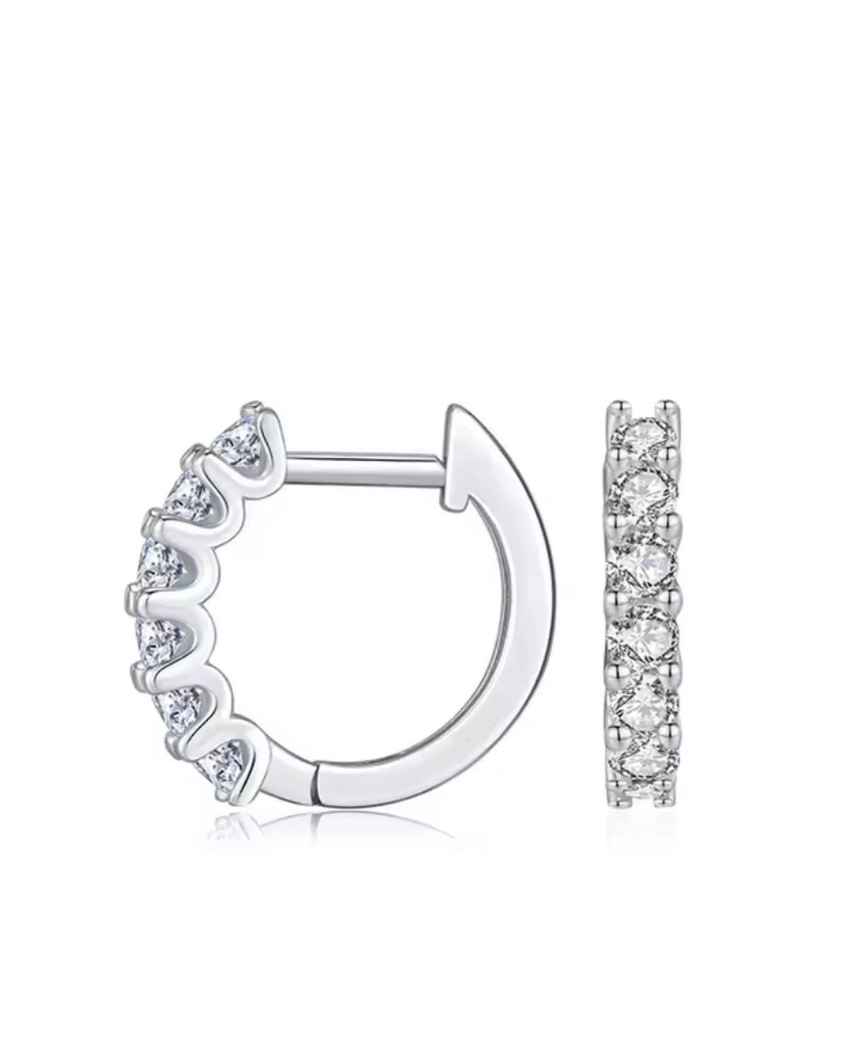Petite Brilliant Cut Pavé Moissanite Huggie Earrings