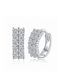 Double Row Brilliant Cut Pavé Moissanite Huggie Earrings
