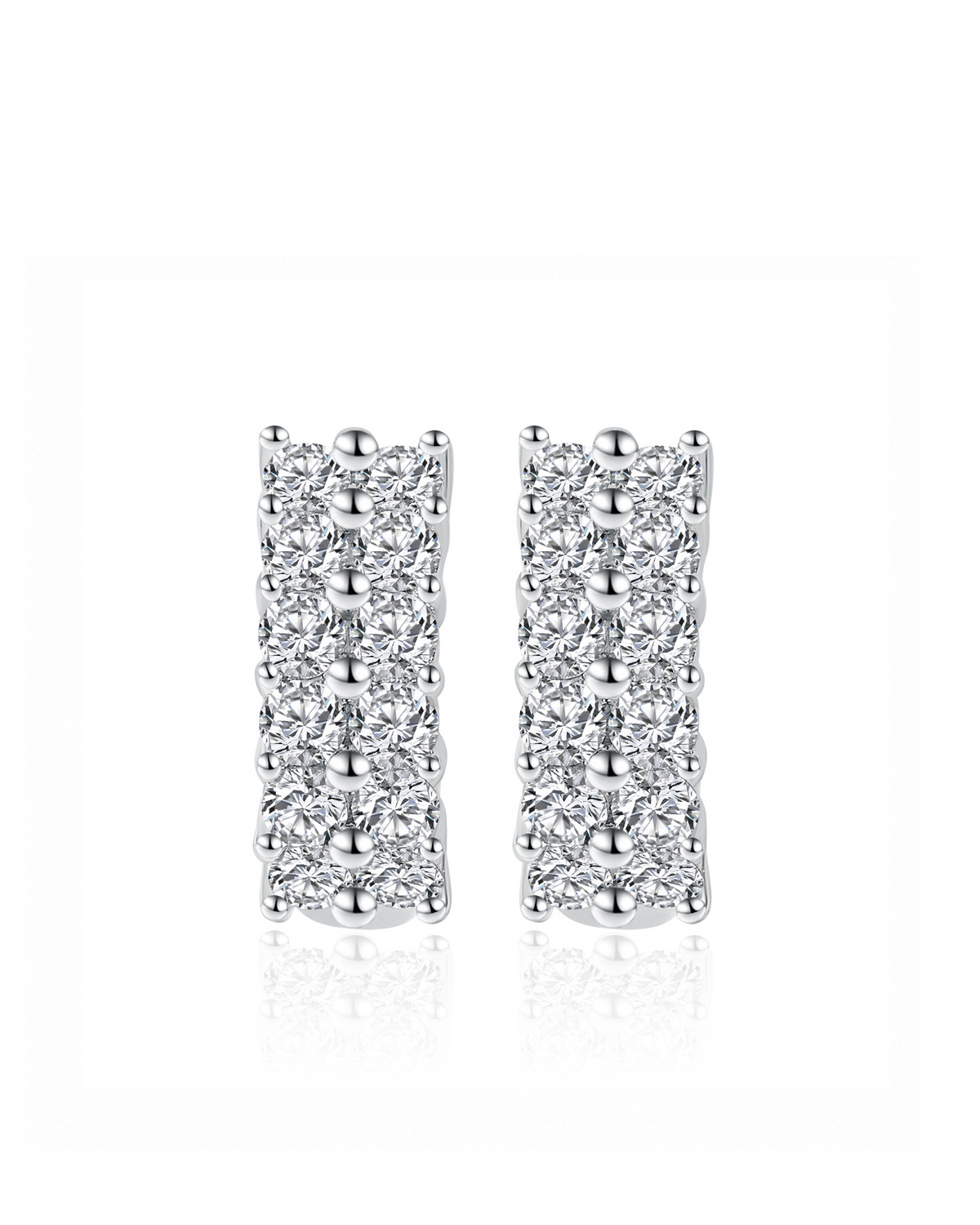Double Row Brilliant Cut Pavé Moissanite Huggie Earrings