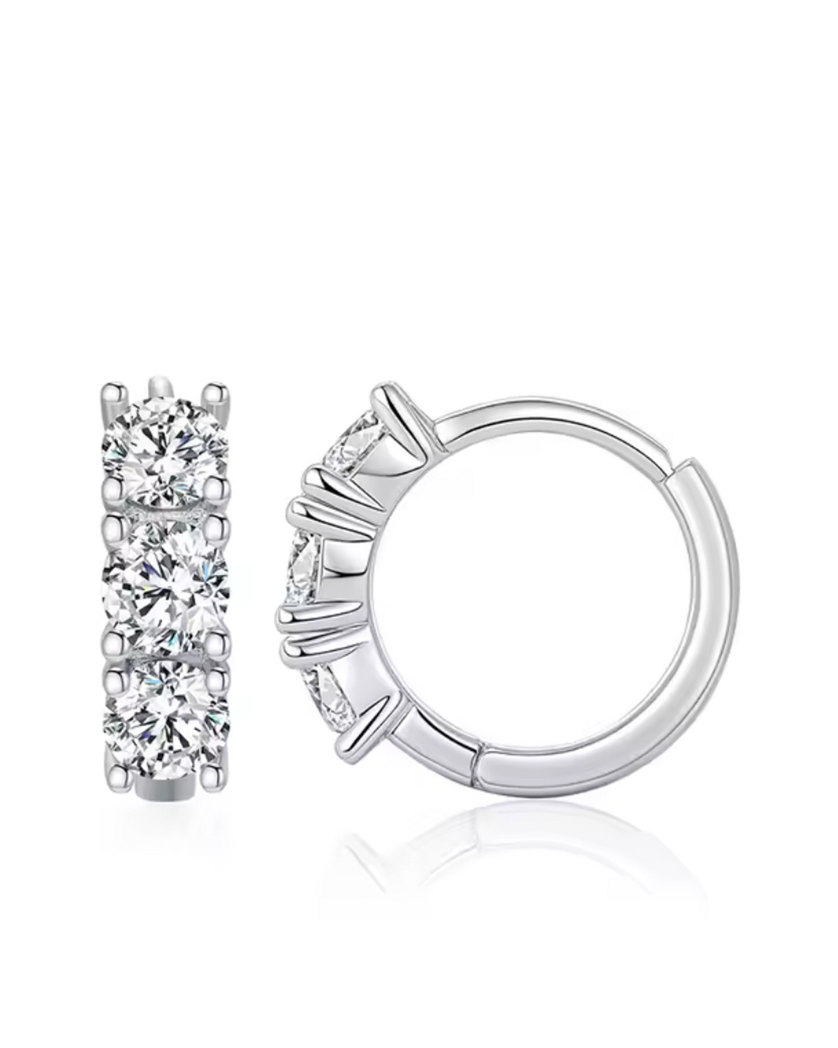 Triple 0.3ct Brilliant Cut Moissanite Huggie