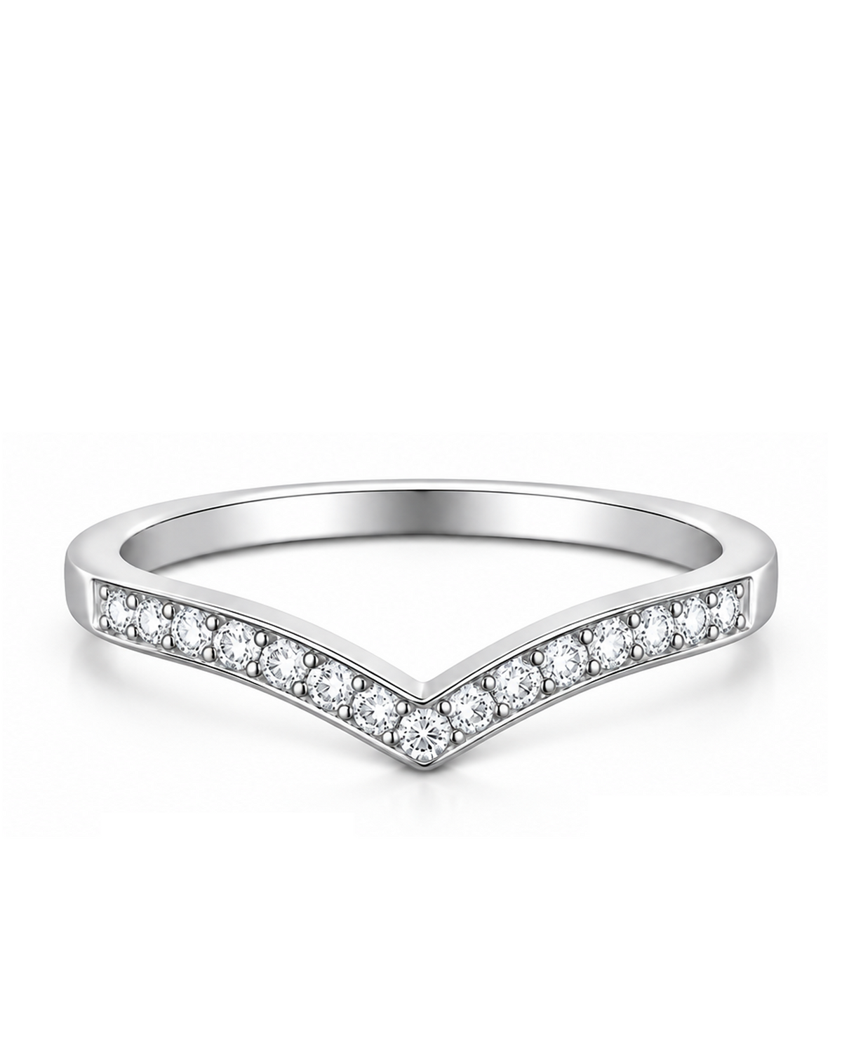Brilliant Cut Pavé Eternity Contour V Ring