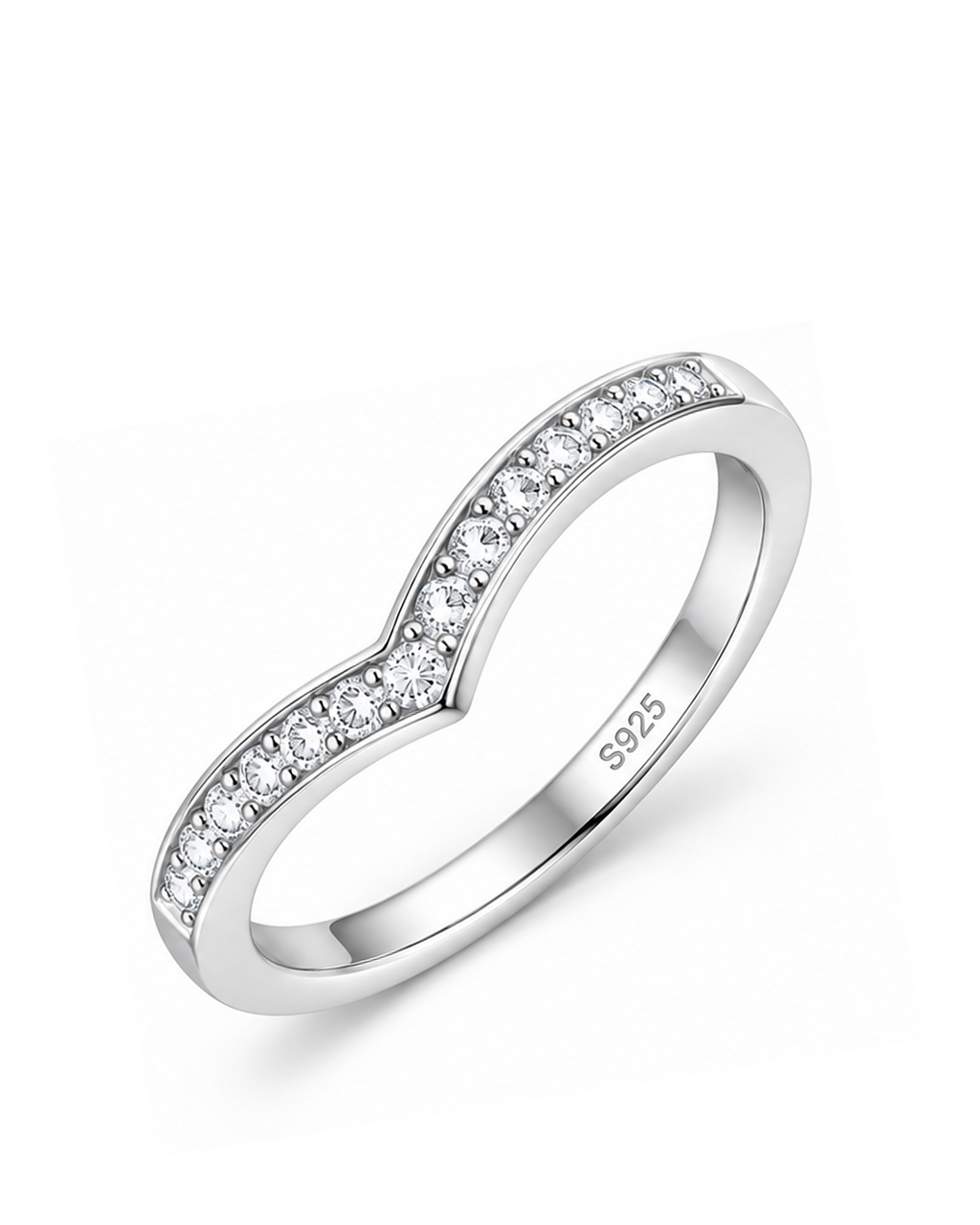 Brilliant Cut Pavé Eternity Contour V Ring