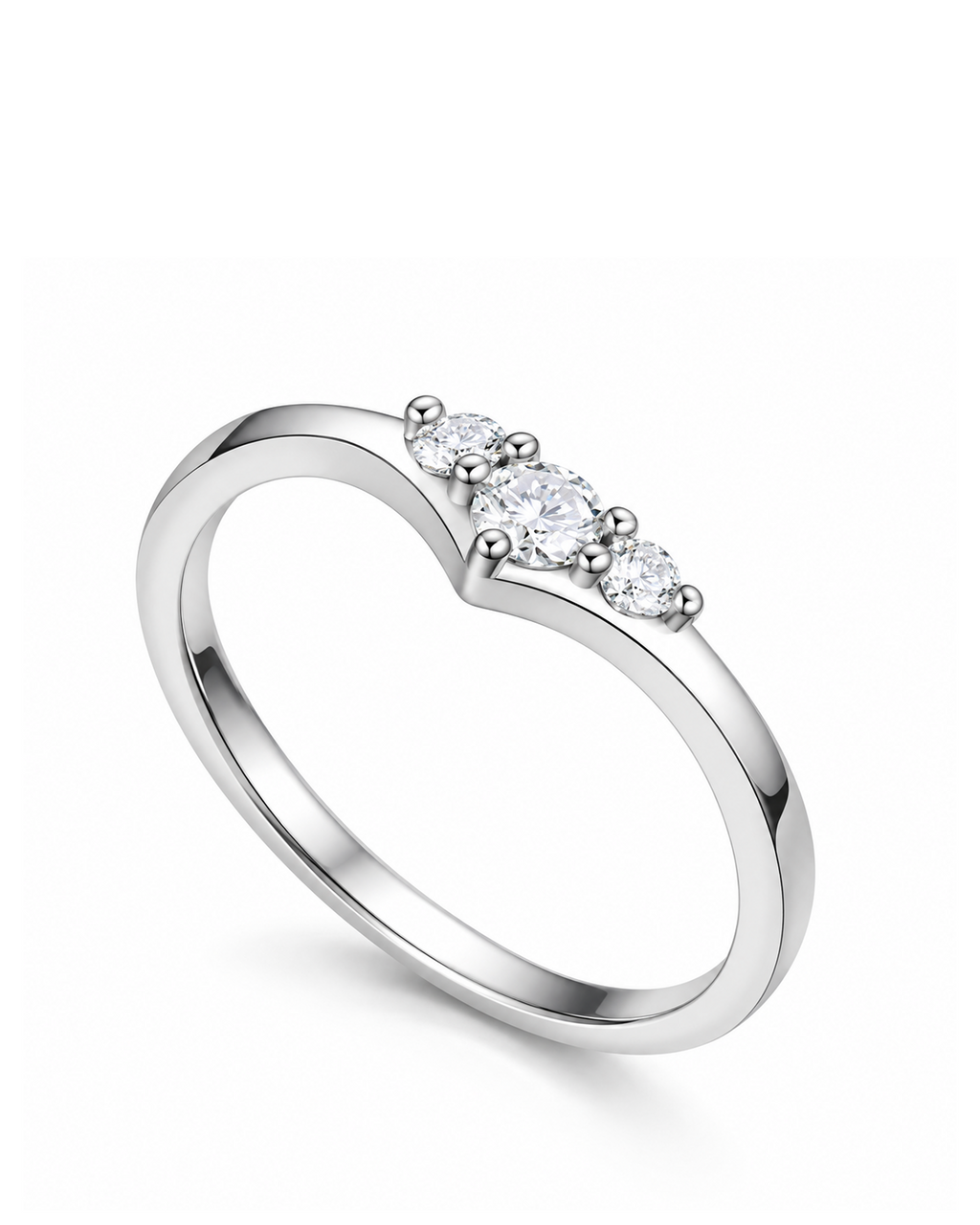 Stardust Brilliant Cut Petite V Ring