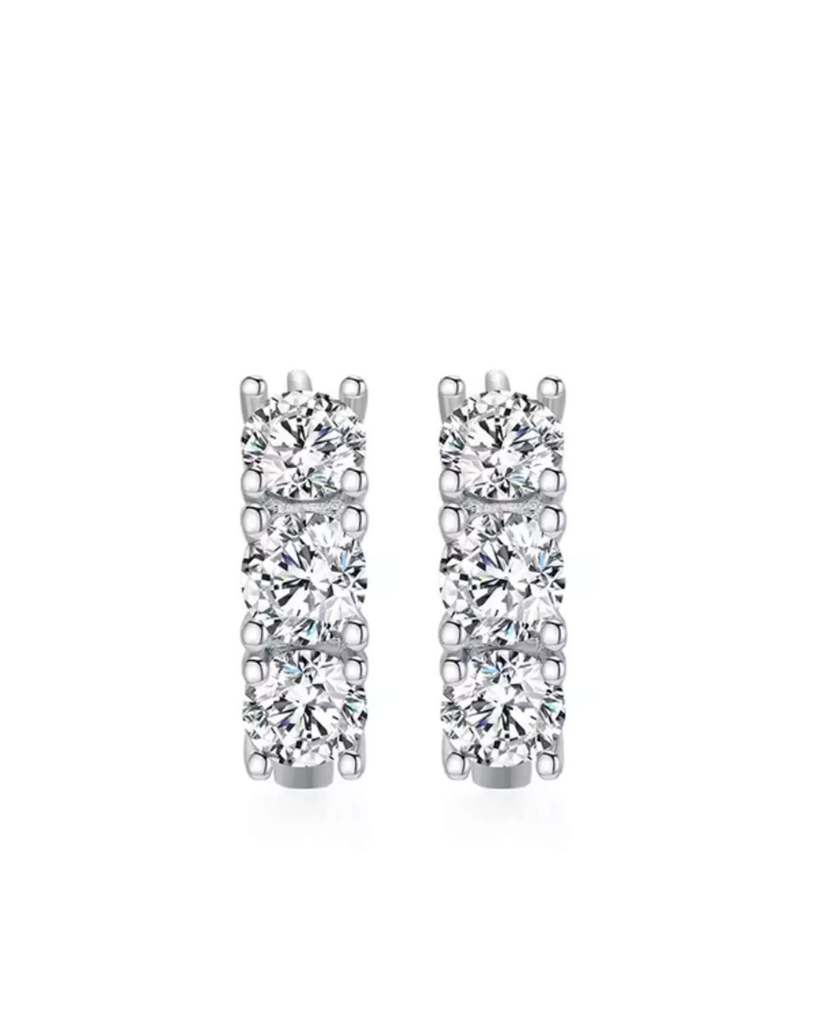 Triple 0.3ct Brilliant Cut Moissanite Huggie