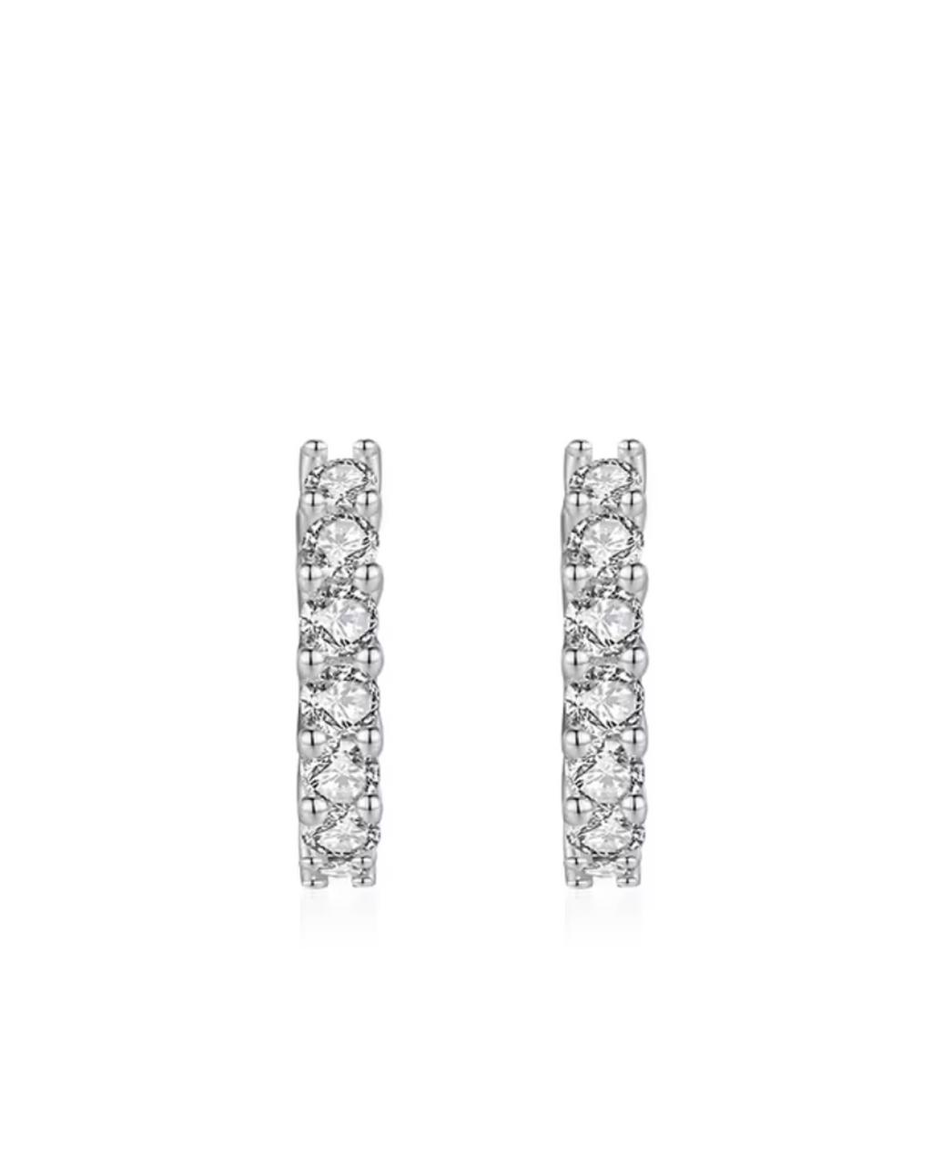 Petite Brilliant Cut Pavé Moissanite Huggie Earrings