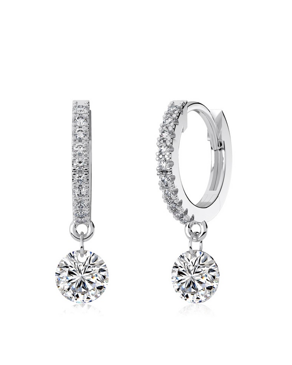 Crystal Drop Brilliant Cut Pavé Huggie Earrings