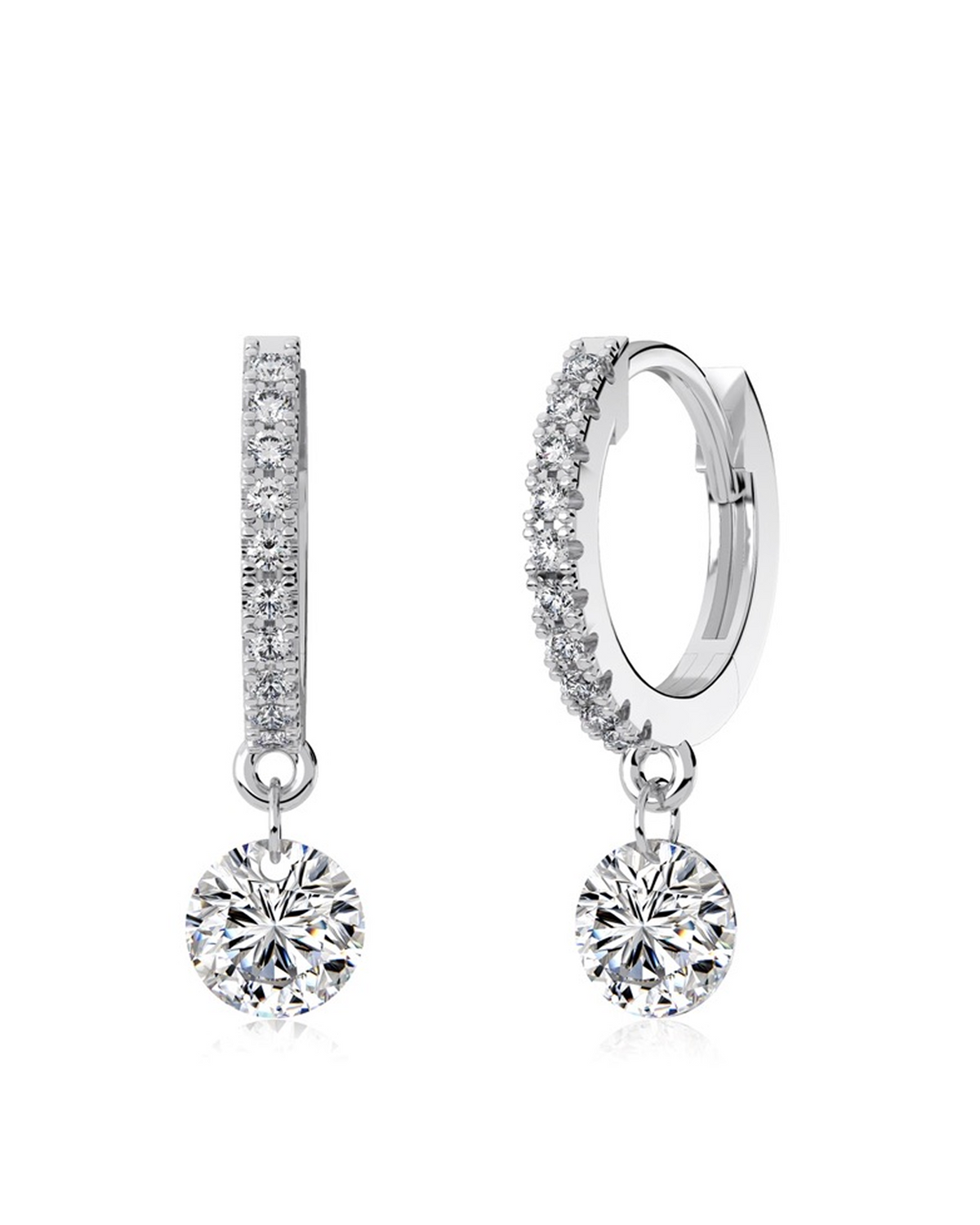Crystal Drop Brilliant Cut Pavé Huggie Earrings