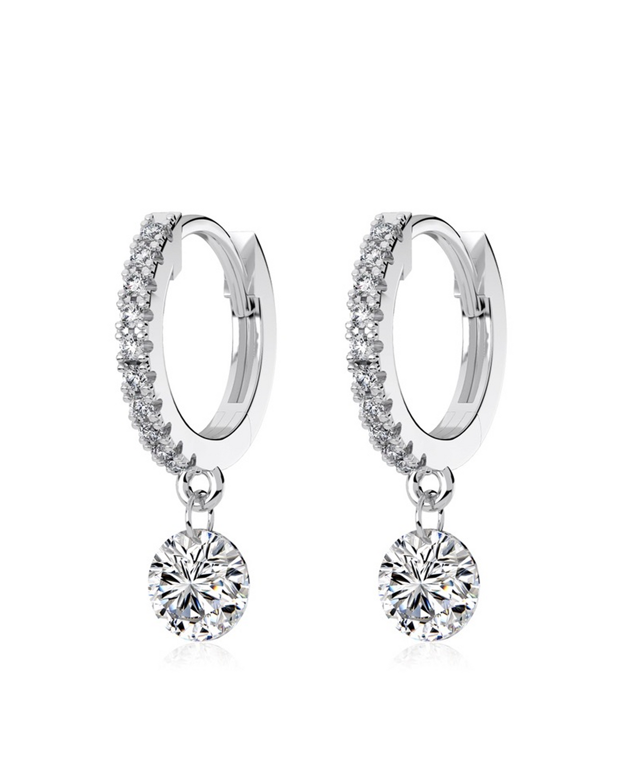Crystal Drop Brilliant Cut Pavé Huggie Earrings
