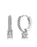 Brilliant Cut Solitaire Drop Pavé Huggie Earrings