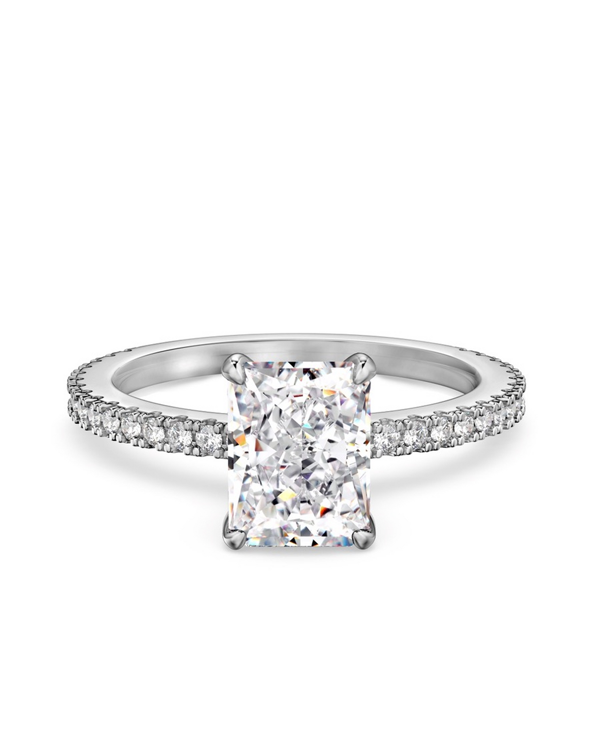 3ct Radiant Cut Solitaire Moissanite Pavé Ring