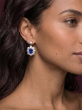 Royal 1.7ct Oval Cut Sapphire Brilliant Cut Halo Earrings