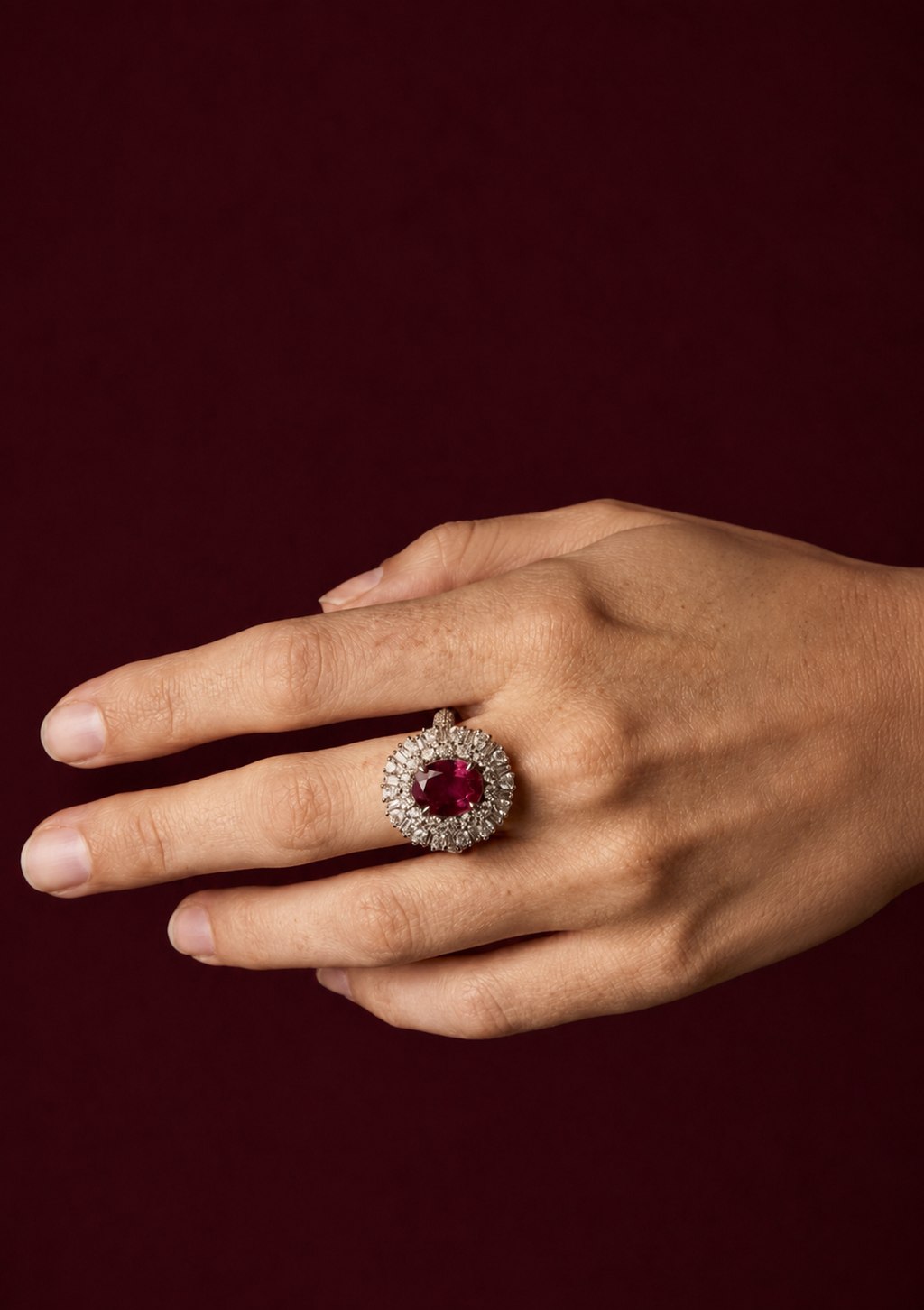 2ct Imperial Ruby Halo Ring in 925 sterling silver — STAUDENMANN