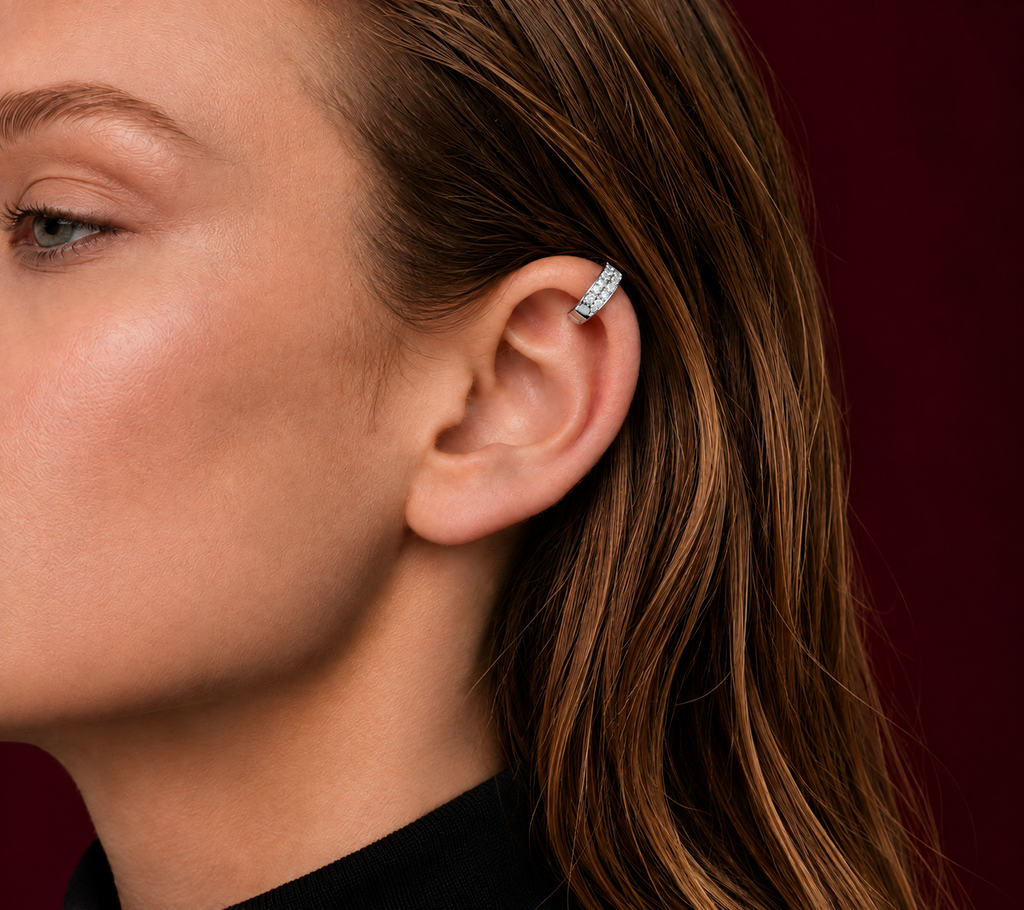 Double Row Brilliant Cut Ear Cuff