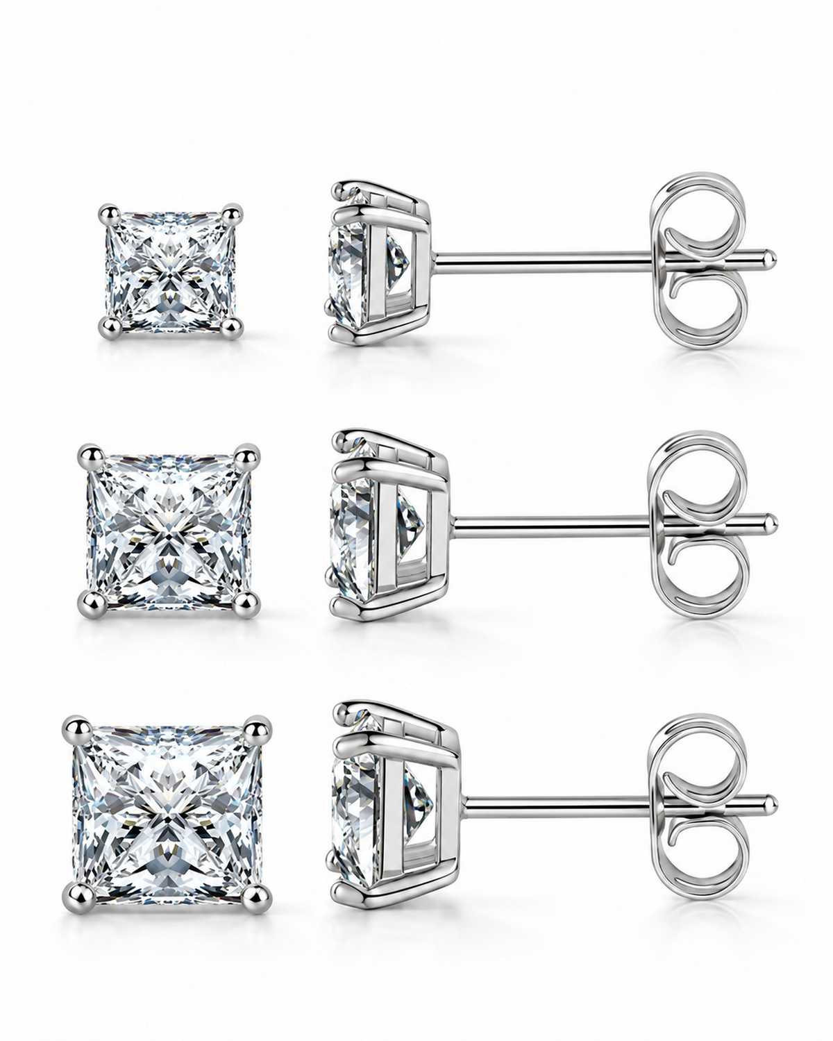 Radiant Cut Stud Earrings