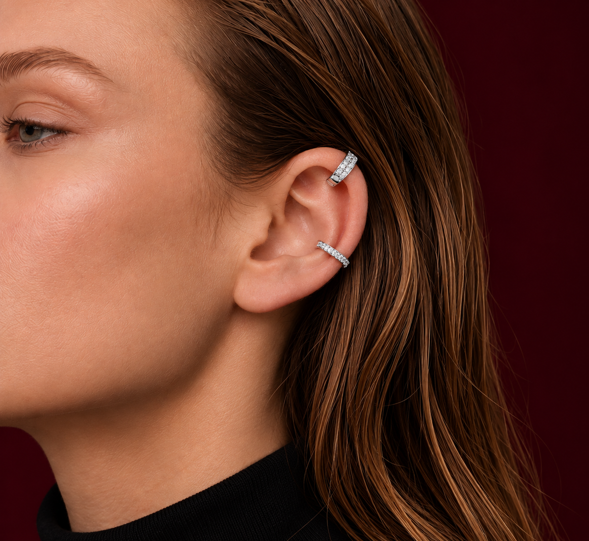 Double Row Brilliant Cut Ear Cuff